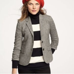 J. Crew Grey Schoolboy Donegal Tweed Blazer size 0 Jacket Style #29073